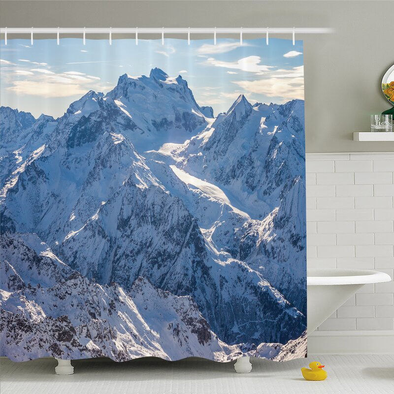 Grey Orange Fabric Bathroom Decor Set with Hooks 70 Inches Ambesonne National Parks Home Decor Shower Curtain Snowy Mountain at Sunset Hazy Weather Magical Yoho Alberta Print