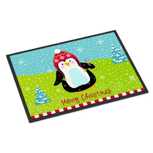Merry Christmas Happy Penguin Doormat