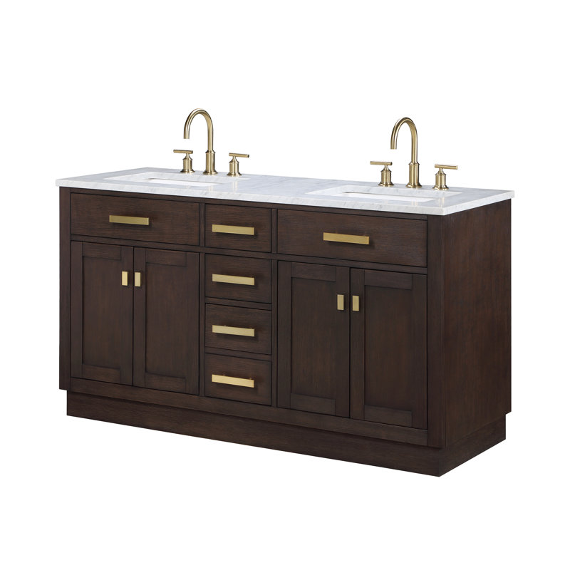 Ivy Bronx Chestnut 60" Double Bathroom Vanity With Counter ...