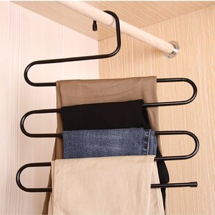 4Pcs Metal Clip Clothes Hangers Pant Closet Trousers Skirt Non-slip Rack US 
