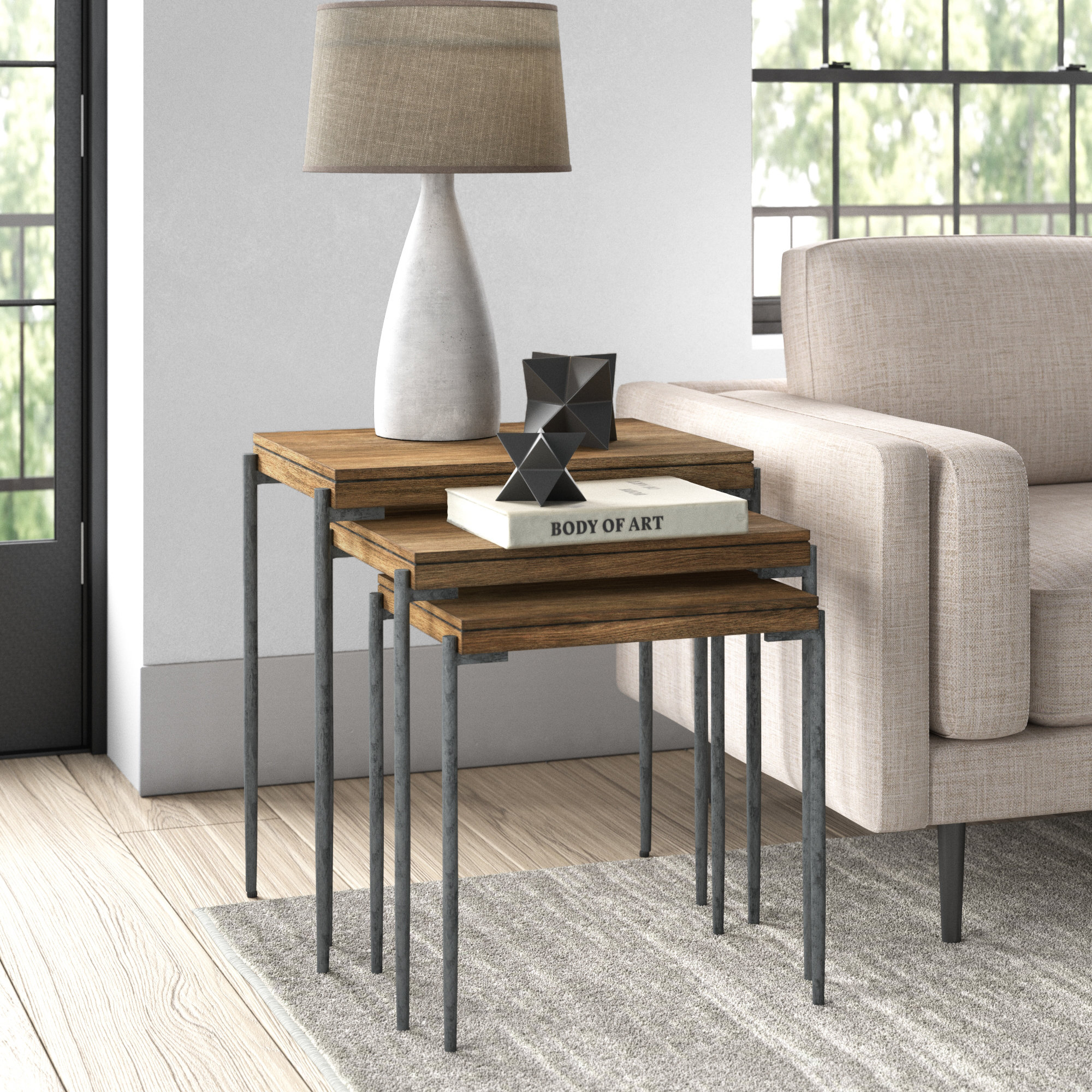 solid wood nesting tables