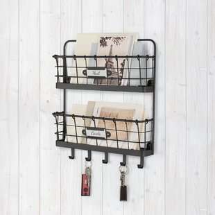 Letter Holder mDesign Two Tier Wall Mount Mail Key Rack Organizer for 
