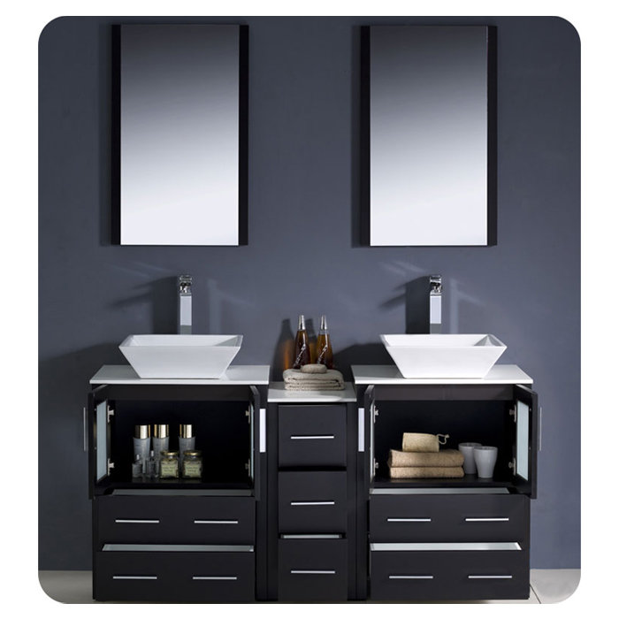 Torino 60 Double Bathroom Vanity Set With Mirror Torino 60 Double Bathroom Vanity Set With Mirror