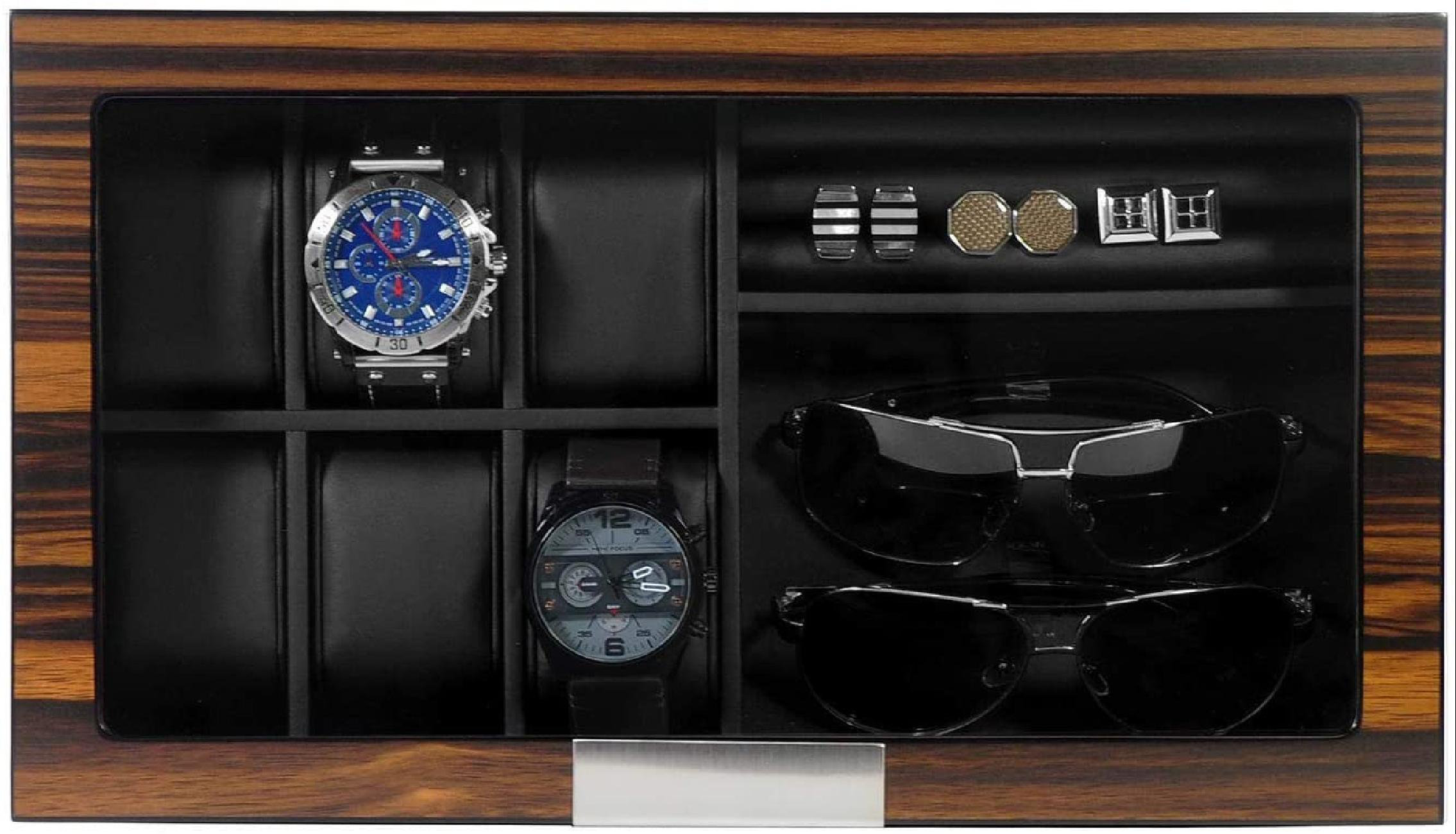 Latitude Run® Watch Jewelry Box For Men 6 Slot Watch Box,6 Watch Case 8