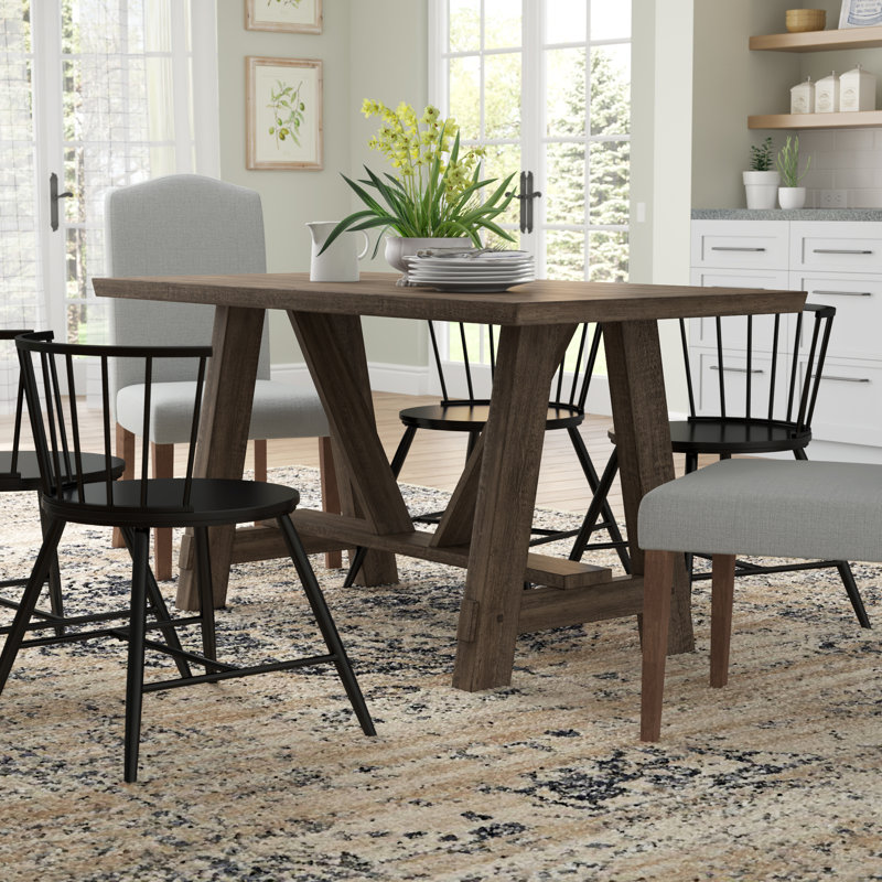 Gracie Oaks Leming Farmhouse Style Trestle Dining Table Reviews Leming Farmhouse Style Trestle Dining Table