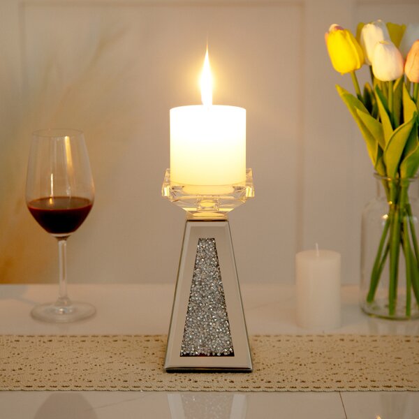 Glass Glitter Candle Plate 2 x Glass Diamante Sparkle Votives Tealight holders
