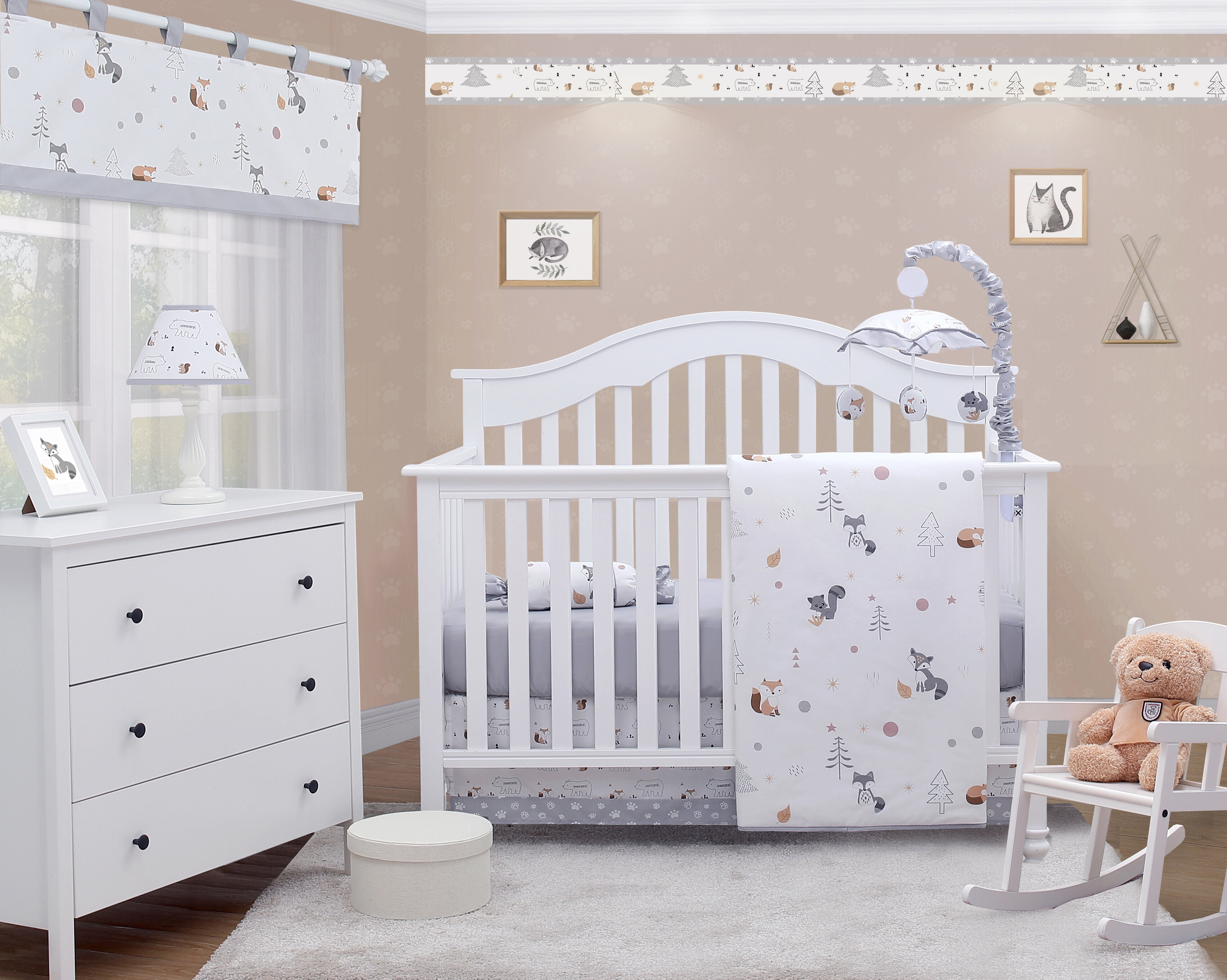 gray crib nursery