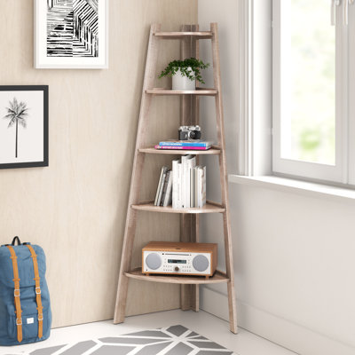 Tisha 63\" H x 26.5\" W Corner Five Tier Ladder Bookcase INCOMPLETE 
