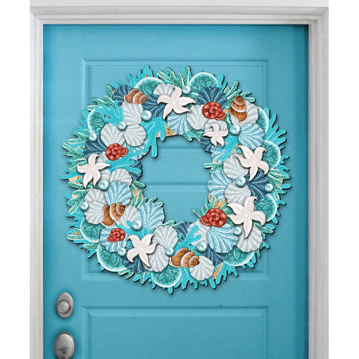 Coastal Wreath Hanging Figurine Wood Door Hanger Wall Decor