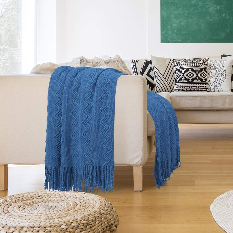 Oversized Solid Color Fringe Throw Blanket Design Soft Warm 50x70 Bed Sofa NEW! 