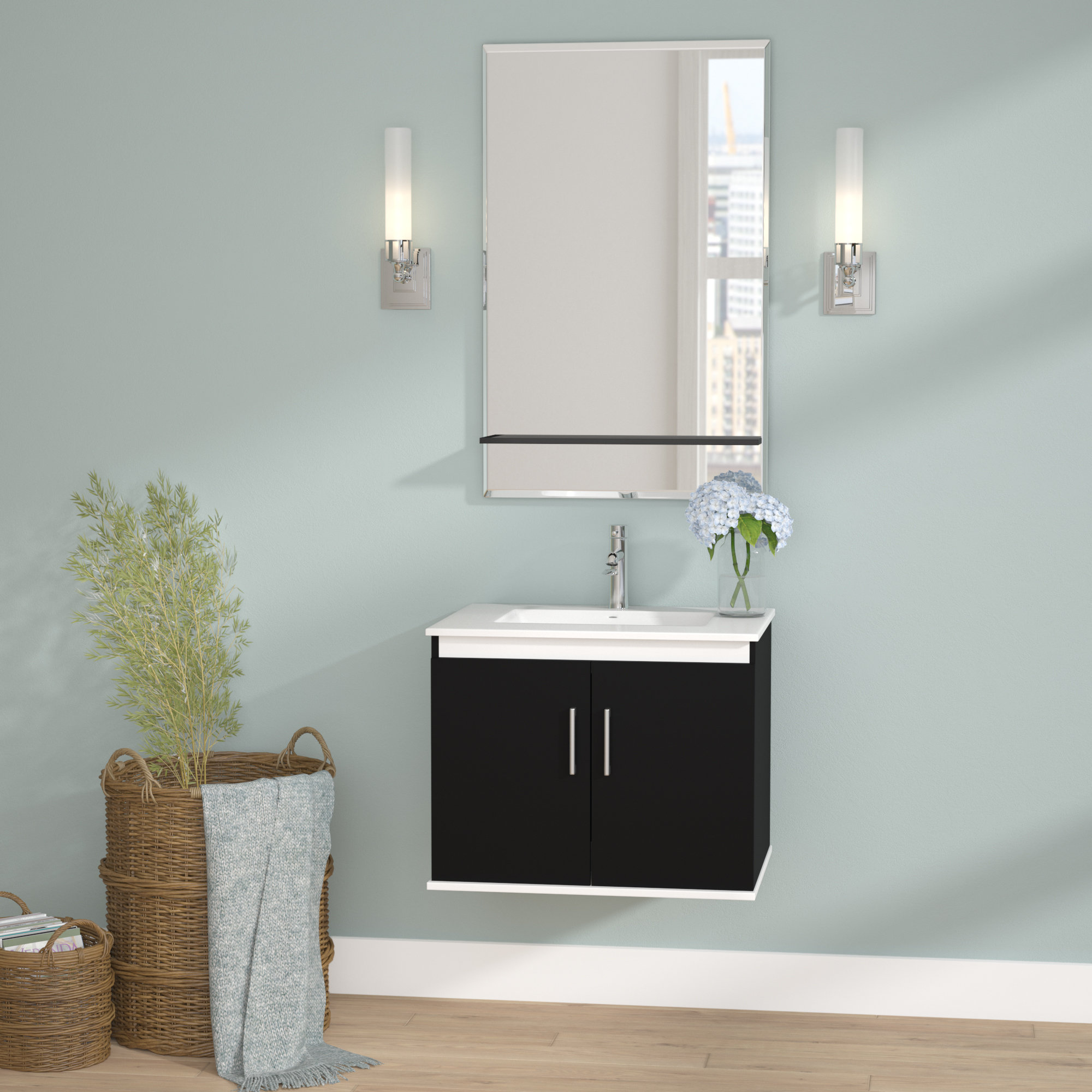 Wade Logan Brizendine 24 Single Vanity Set With Mirror Wayfair