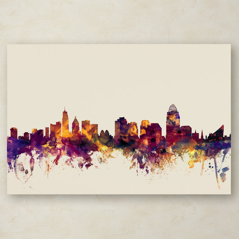 Trademark Art Cincinnati Ohio Skyline Graphic Art On Wrapped Canvas Wayfair