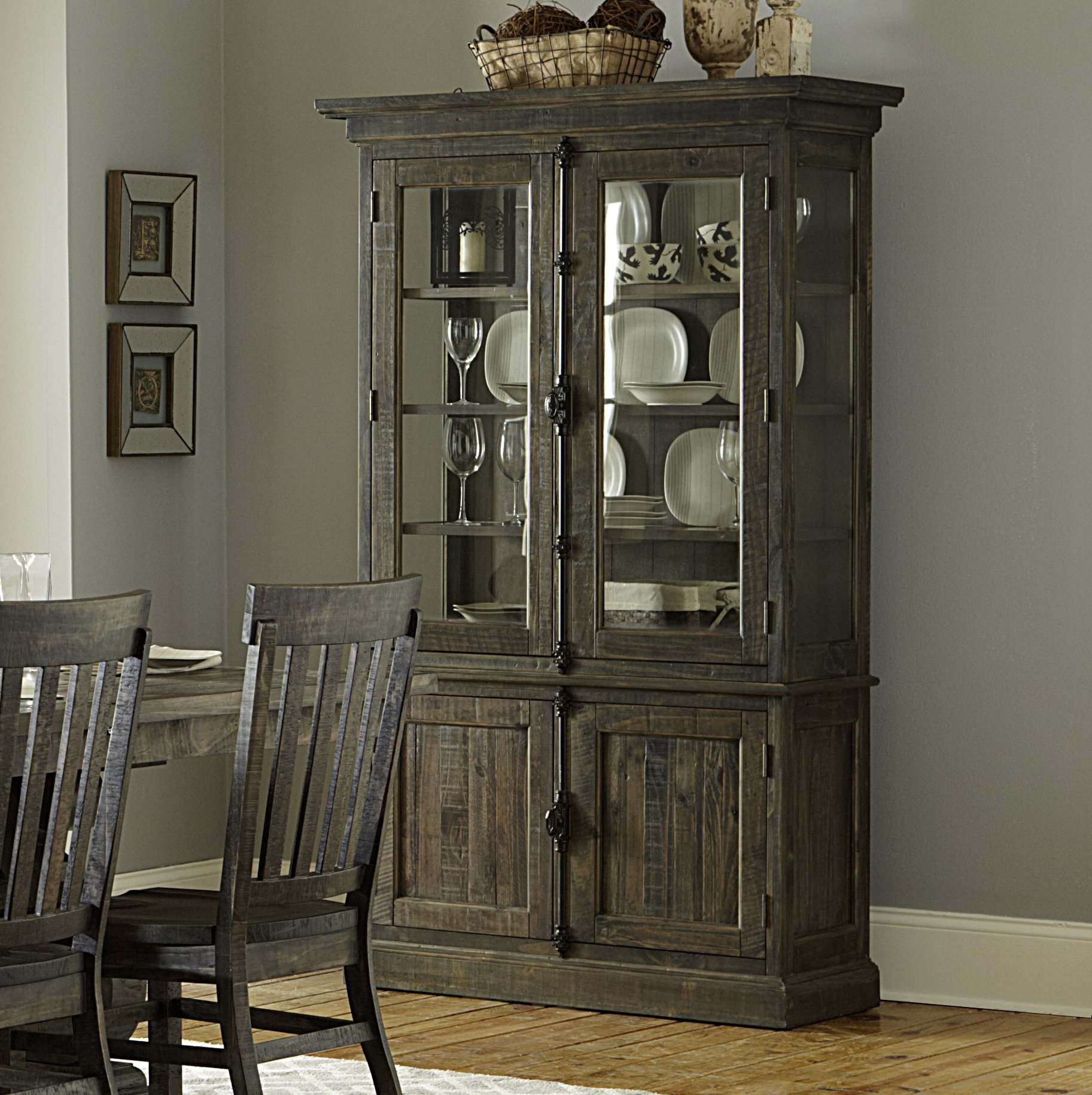 Greyleigh™ Ellenton 44'' Wide Solid Wood China Cabinet with Lighting & Reviews | Wayfair