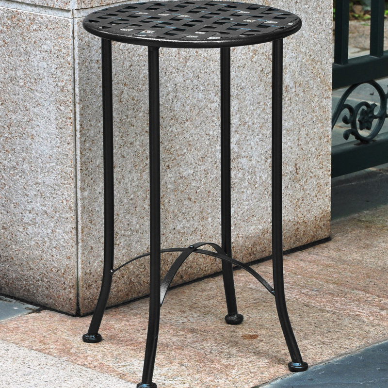 International Caravan Mandalay 16 Inch Iron Patio Side Table International Caravan Mandalay 16 Inch Iron Patio Side Table