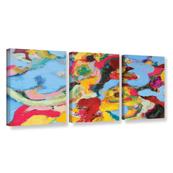 Bloomsbury Market Color Abstract 3 Piece Framed Painting Print On Wrapped Canvas Set Wayfair