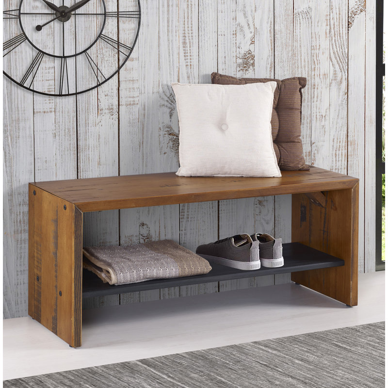Loon Peak Arocho Solid Wood Shelves Storage Bench Reviews Wayfair