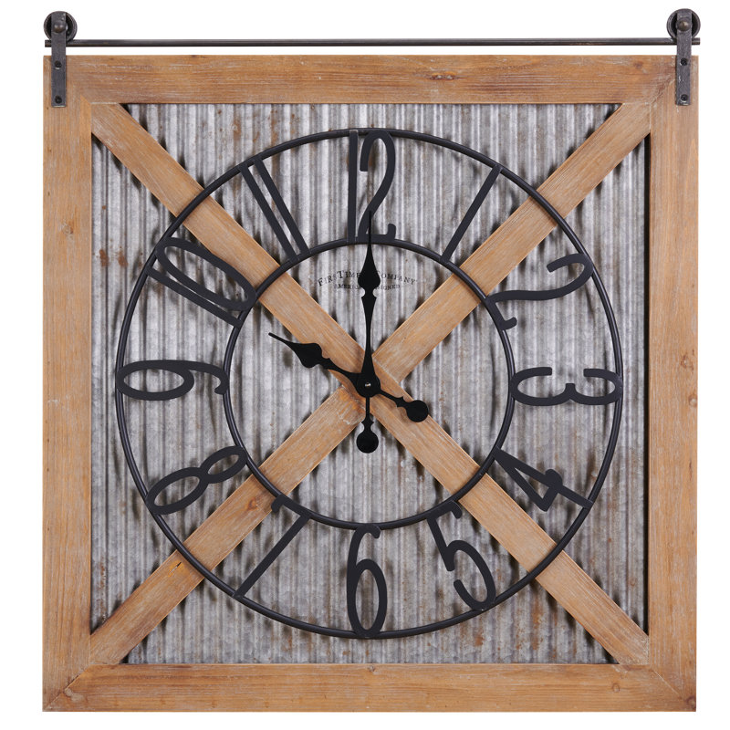 Ophelia Co Caitlynn Farmstead Barn Door 27 Wall Clock
