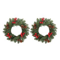 12 " SNOWY PINE CANDLE RING or use as small WREATH HOLIDAY DECOR 