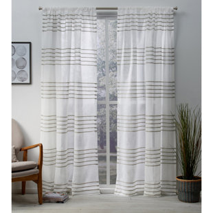 Winterbourne Down Striped Sheer Rod Pocket Curtain Panels (Set Of 2) by Mercury Row