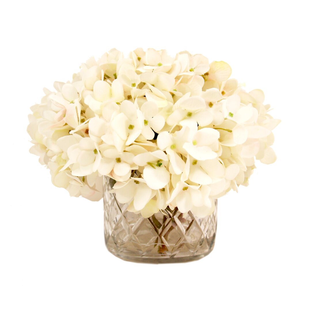 Online Designer Combined Living/Dining Faux Hydrangea Floral Arrangement in Vase
