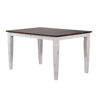 Corinna Extendable Butterfly Leaf Solid Wood Dining Table in White and Cocoa Brown