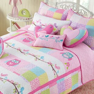 Coverlet Cozy Line Home Fashions Mariah Pink Polka Dot Colorful Reversible Quilt Bedding Set Bedspreads Twin - 2 Piece: 1 Quilt + 1 Standard Sham 