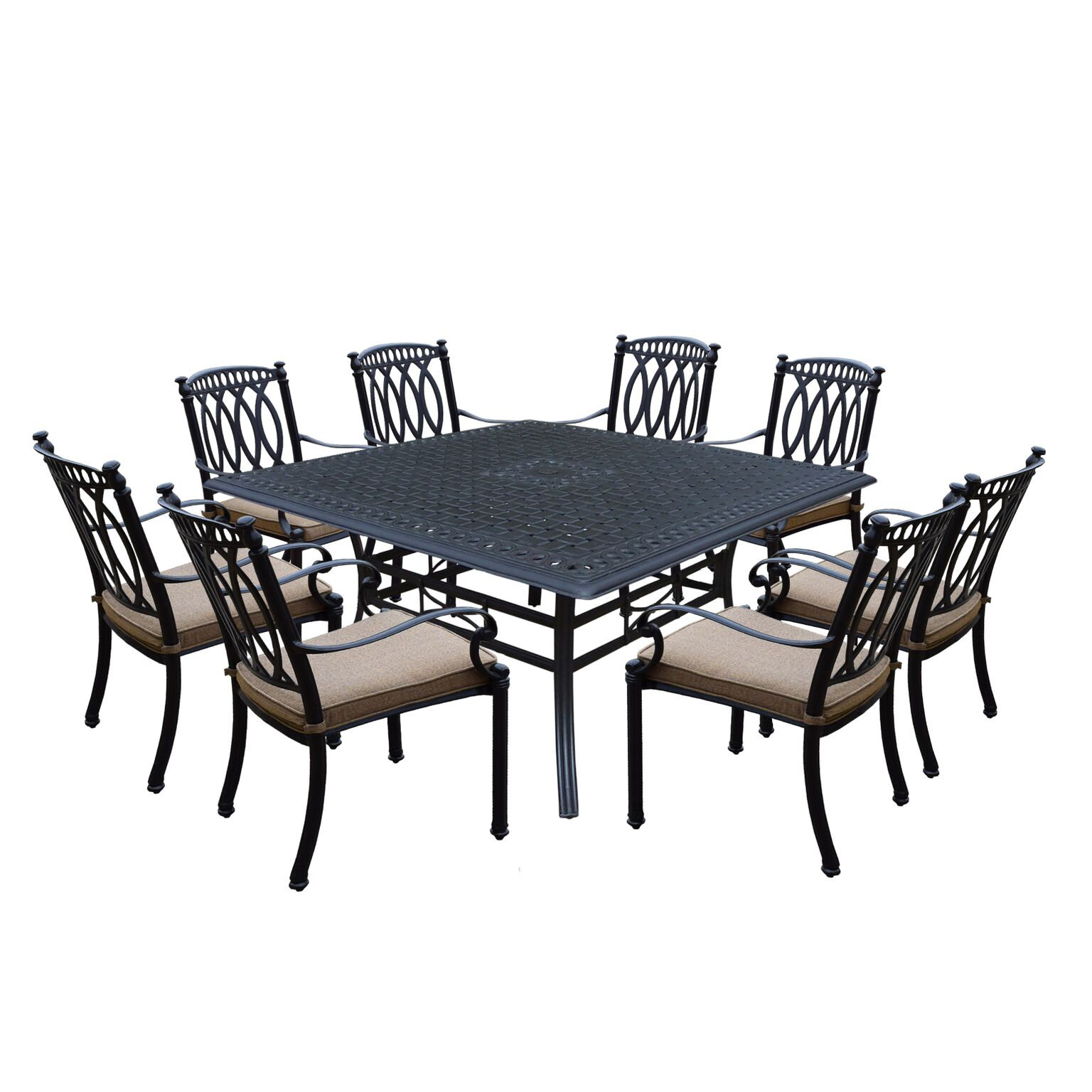 Darby Home Co Otsego 9 Piece Cast Aluminum Dining Set With Cushions Darby Home Co Otsego 9 Piece Cast Aluminum Dining Set With Cushions Wayfair