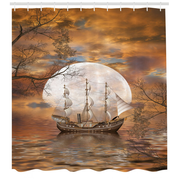 East Urban Home Sailboat Shower Curtain Set Hooks Wayfair