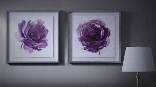Transitional Wall Décor MADISON PARK SIGNATURE Purple Ladies Rose Floral Framed Canvas Wall Art 25X25 2 Piece Multi Panel