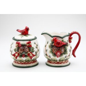 Evergreen Holiday Sugar and Creamer Set