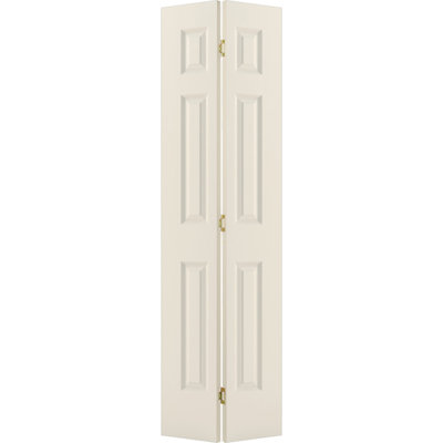Molded 6-Panel Textured Colonist Manufactured Wood Primed Bifold Interior Door with Installation Hardware Kit