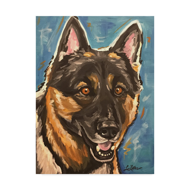 Winston Porter German Shepherd Expressive Blue 1 Acrylic