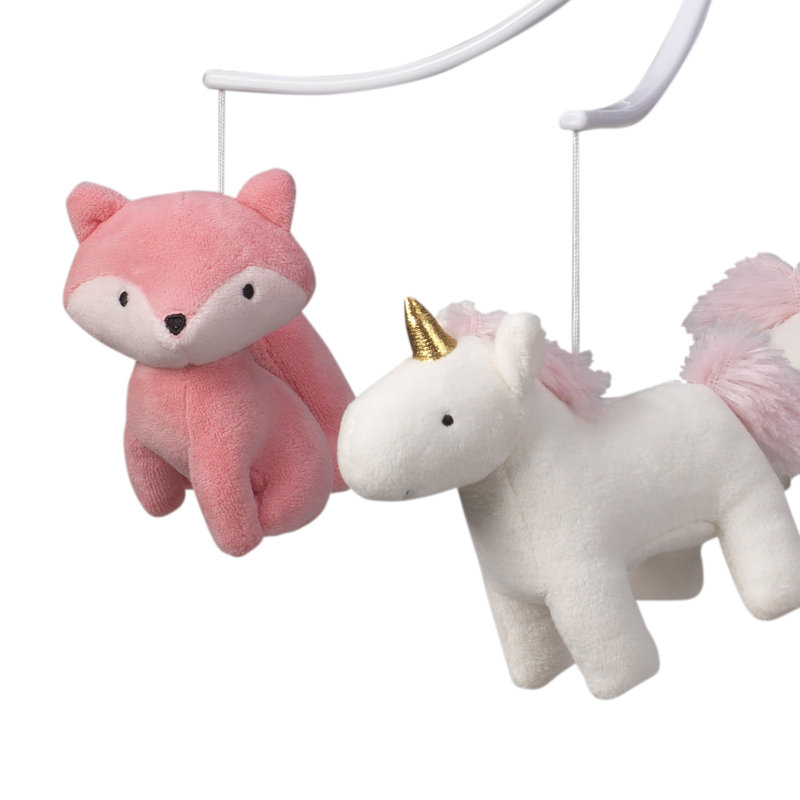 Bedtime Originals Rainbow Unicorn And Fox Musical Baby Crib Mobile