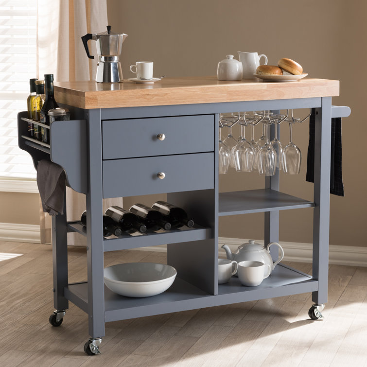 Charlton Home Hoglund Kitchen Cart With Wood Top Reviews Wayfair
