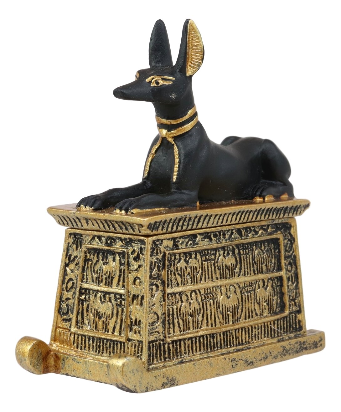 Small Egyptian Anubis Figurine Black Pharaoh Dog 3.5" Long Resin New In Box! 