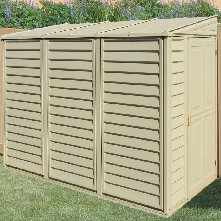 SideMate 4 ft. W x 8 ft. D Plastic Lean-To Storage Shed  SideMate 4 ft. W x 8 ft. D Plastic Lean-To Storage Shed  SideMate 4 ft. W x 8 ft. D Plastic L Duramax