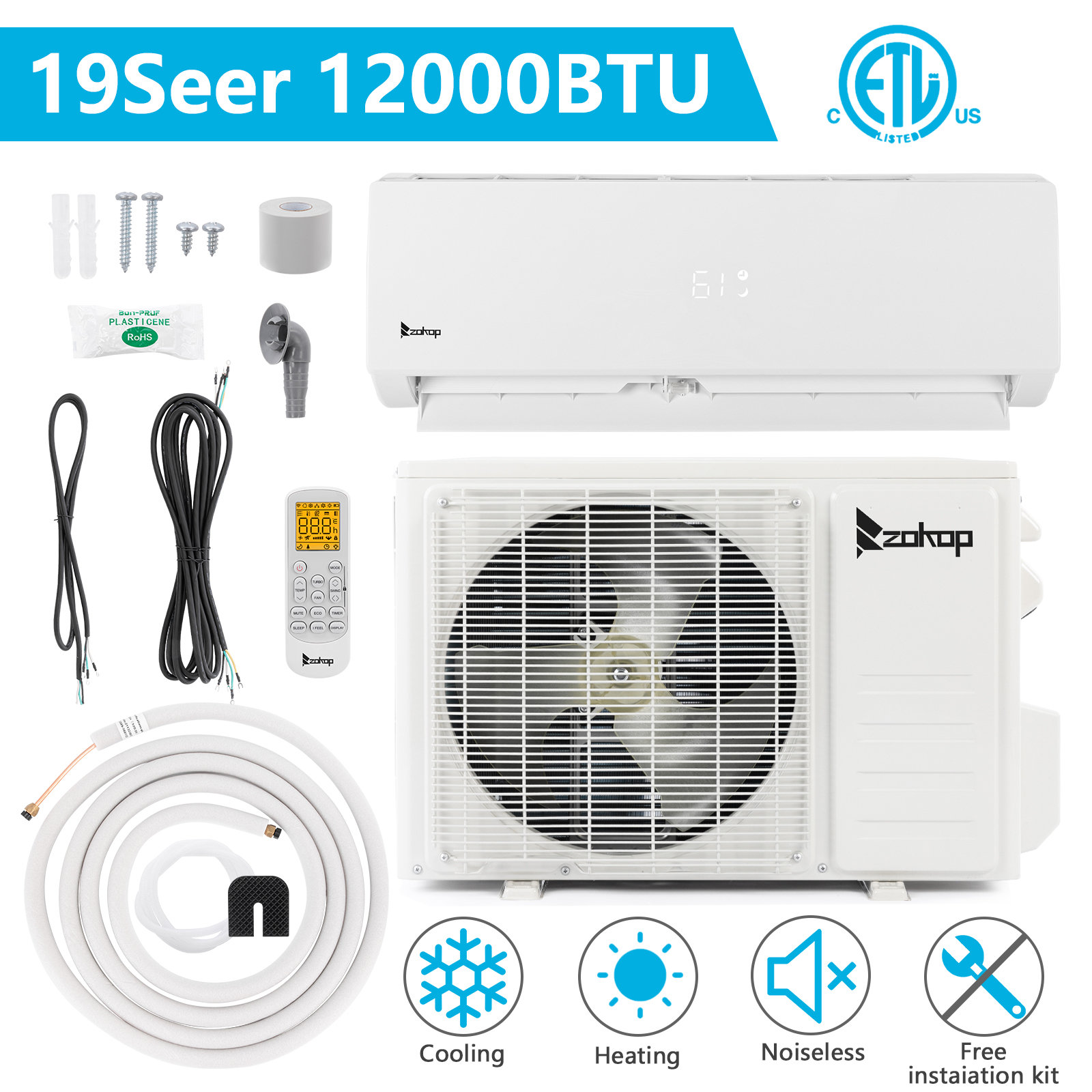 Winado 12500 BTU Ductless Mini Split Air Conditioner for 750 Square ...