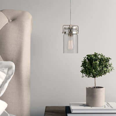 Sue 1 - Light Single Jar Pendant with Wood Accents