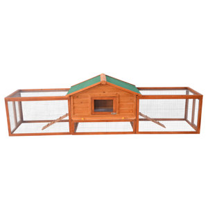 Pawhut Deluxe Rabbit Hutch Chicken Coop with Double Outdoor Runs