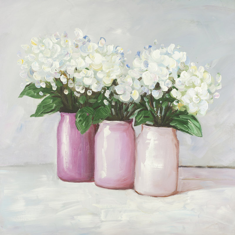 August Grove Hydrangea Flowers In Vases Oil Painting Print On