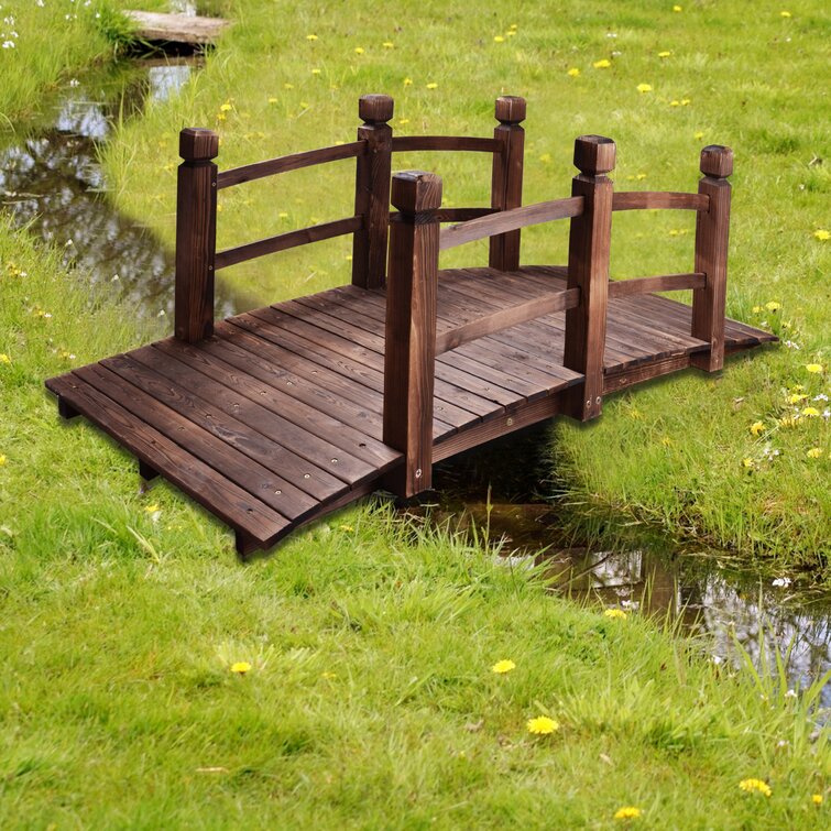 Pro-G 5 Garden Pond Walk Way w/Railings Wooden Decor Garden Bridge Solid Wood 