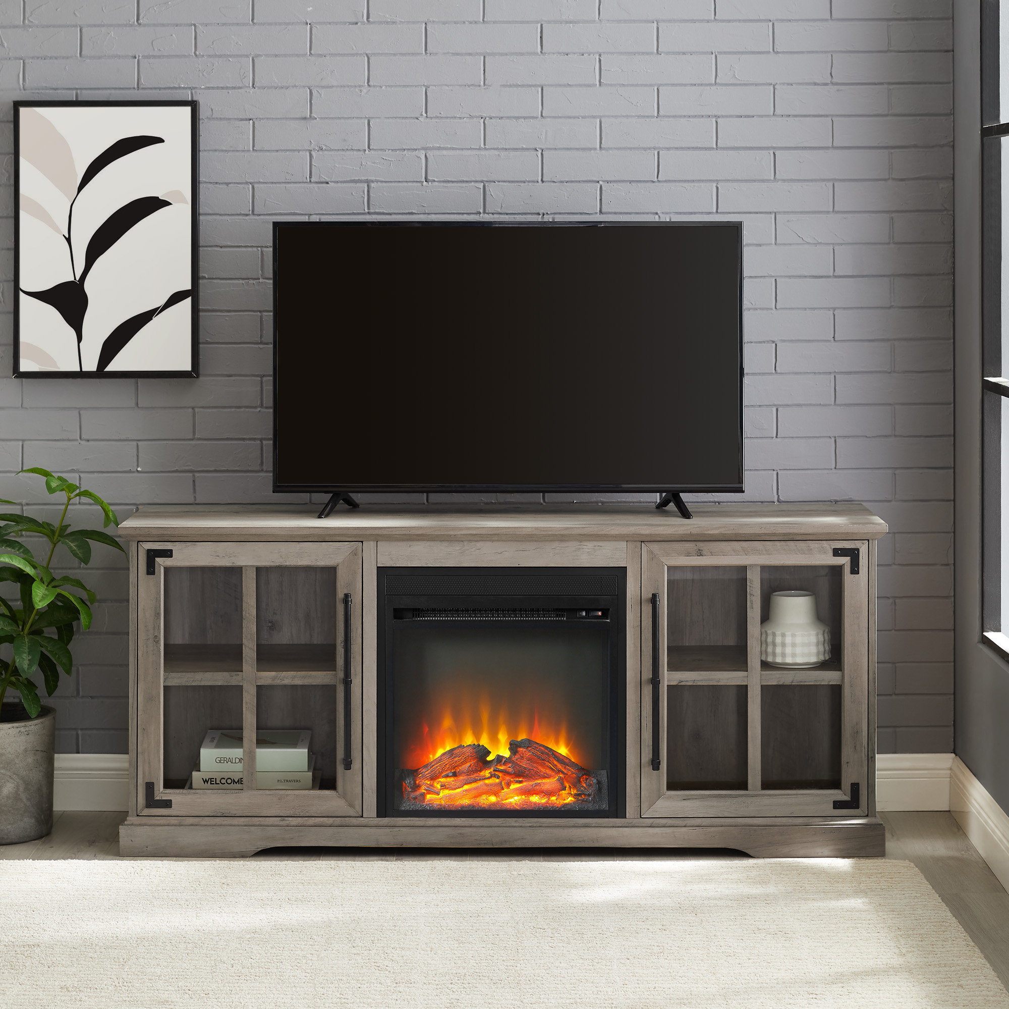 Gracie Oaks Vilray Tv Stand For Tvs Up To 65 With Electric