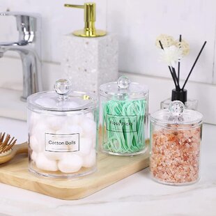 Pomd’or Bathroom Vanity Jar #1 Cotton Ball Swab Holder Cannister Polished Chrome 