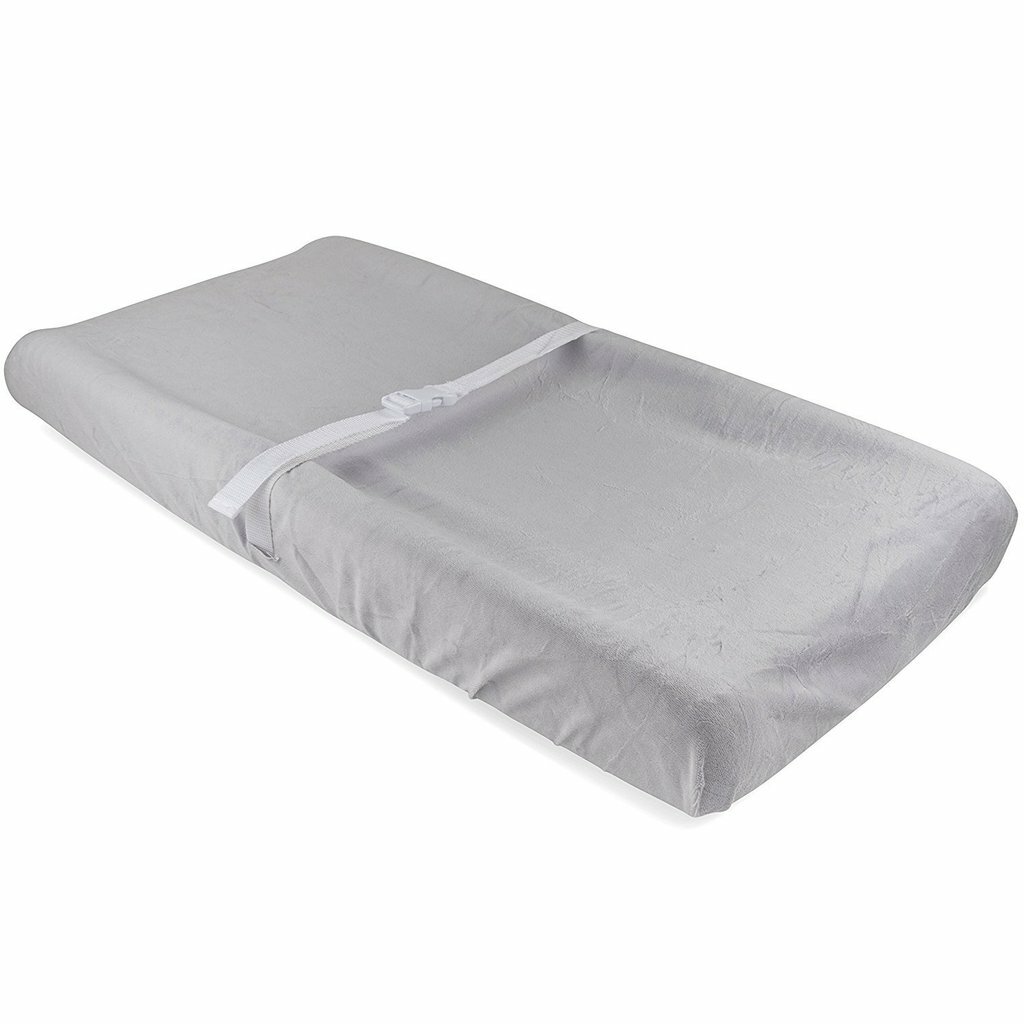 Waterproof Plush Change Pad Cover 100% Cotton Grey and White Chevron Velvet by