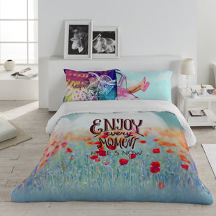 Go to store & view more images Ebern Designs Enjoy Every Moment Cotton 3 Piece Queen Duvet Set