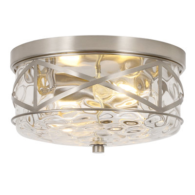Alixandra 2-Light Flush Mount Glass Ceiling Light with Metal Frame Incomplete 