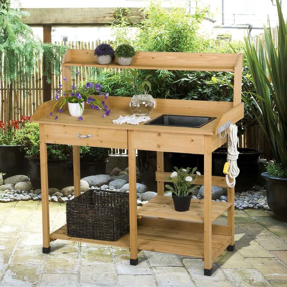 Loon Peak® Burroughs Fir Potting Bench & Reviews | Wayfair