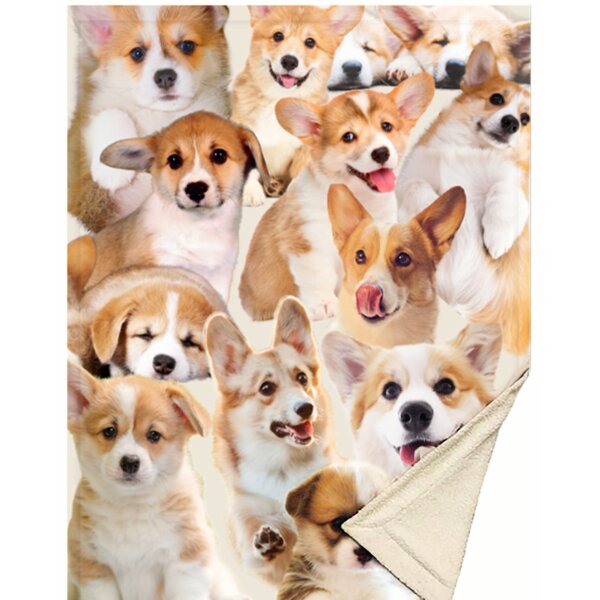 My Daily Happy Welsh Corgi Dog Flower Throw Blanket Polyester Microfiber Lightweight Couch Bed Blanket 50x60 inch