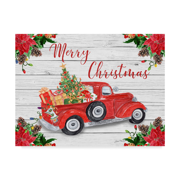 Trademark Art Jean Plout Vintage Red Truck Christmas By Jean Plout Wrapped Canvas Graphic Art Reviews Wayfair