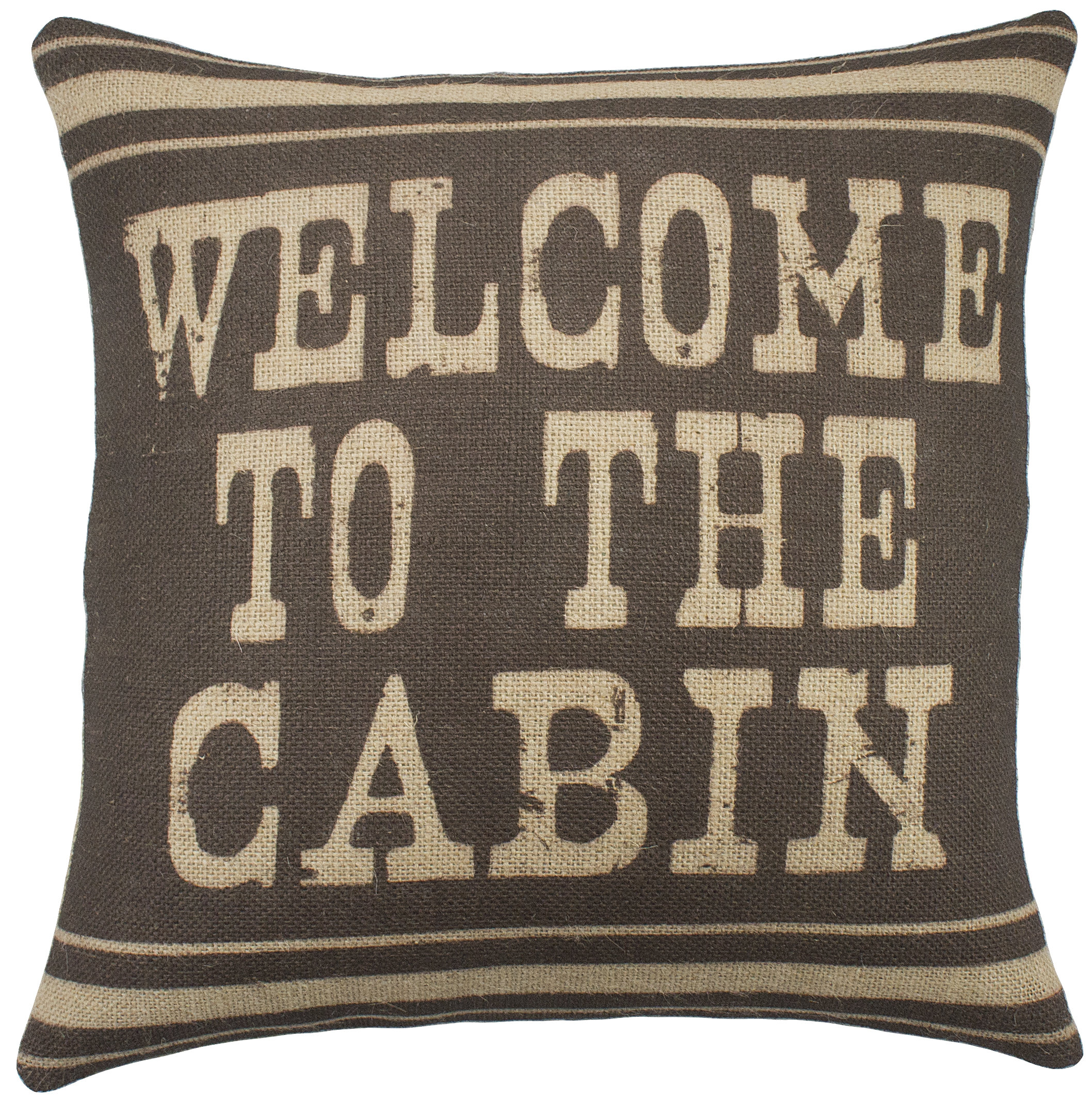 Thewatsonshop Welcome To The Cabin Burlap Throw Pillow Reviews